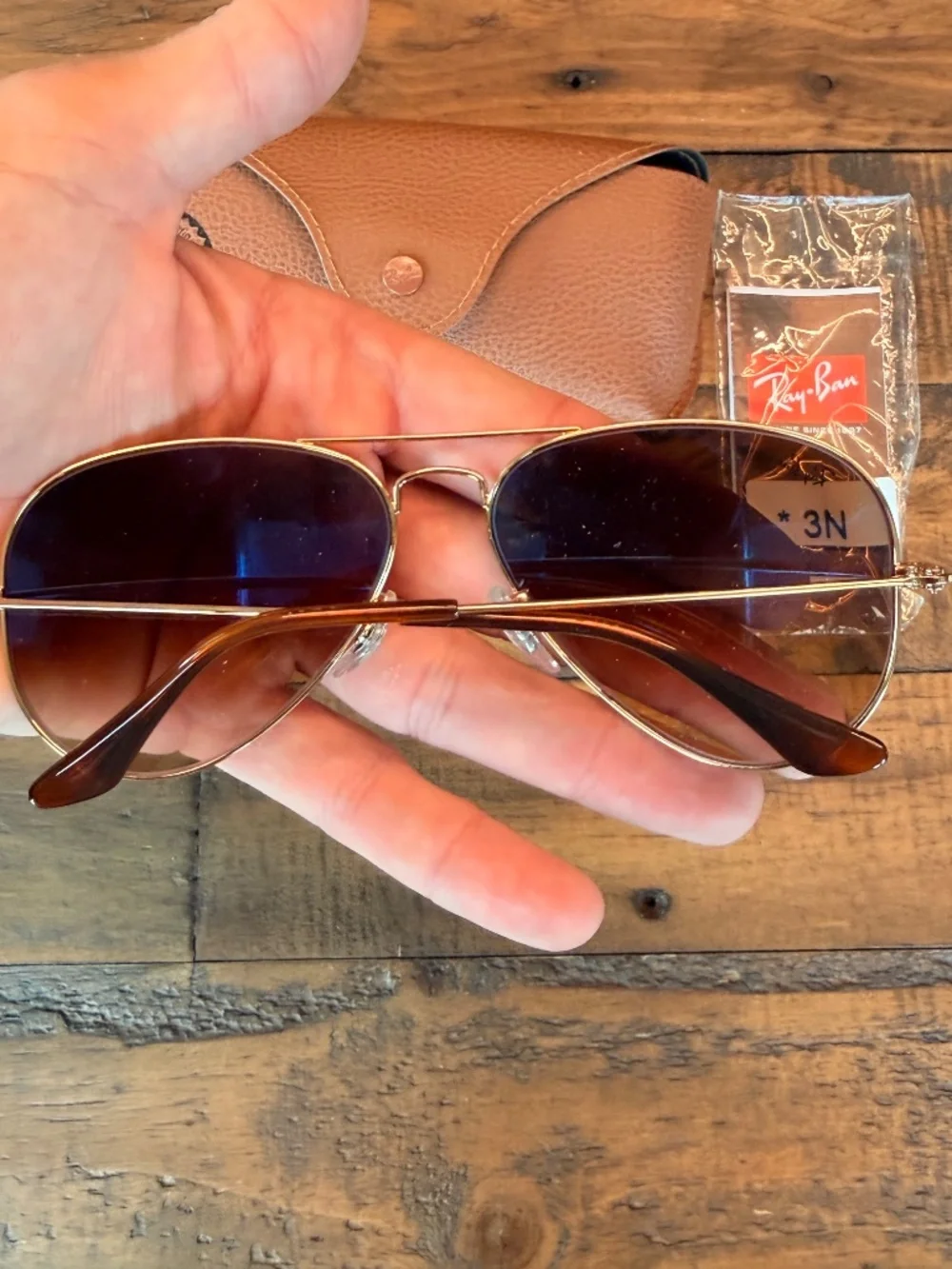 Ray-Ban RB3025 Aviator Large Metal Gold Brown Sunglasses 58mm